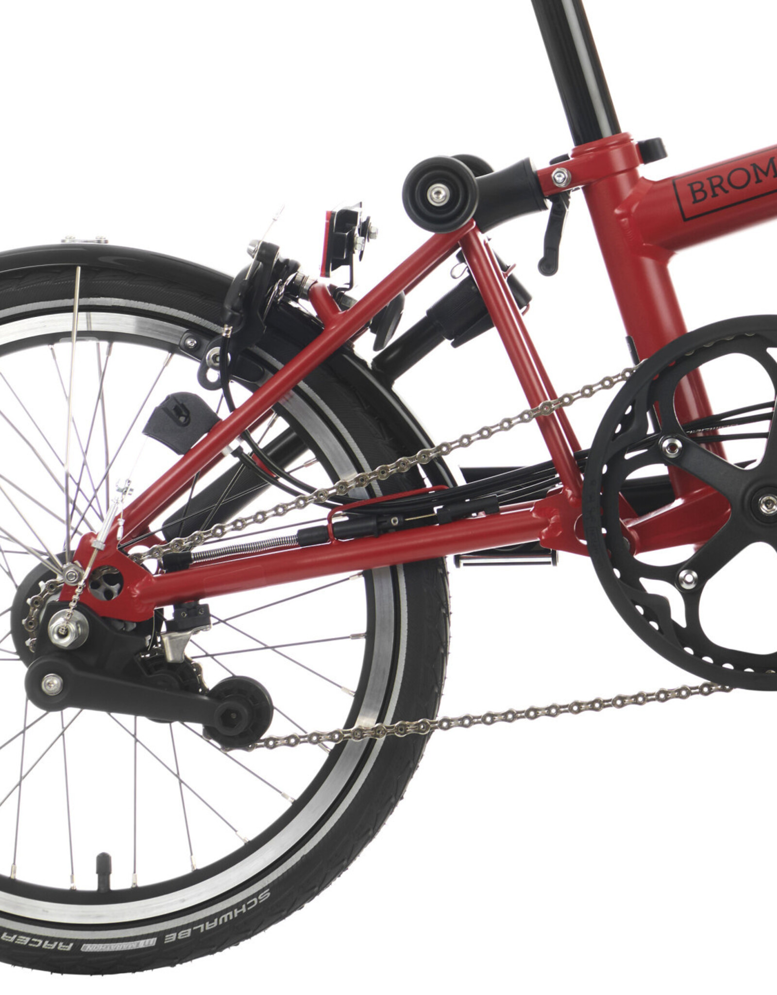 Brompton Brompton - Bike - C line 6 speed, House Red, H handlebar, Extended Seatpost, Black Edition