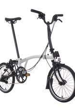 Brompton Brompton - Bike - C Line Explore, Papyrus White, Black Edition, Mid-rise handlebar, Extended Seatpost, Brompton Saddle