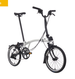 Brompton Brompton - Bike - C Line Explore, Papyrus White, Black Edition, Mid-rise handlebar, Extended Seatpost, Brompton Saddle