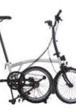 Brompton Brompton - Bike - C Line Explore, Papyrus White, Black Edition, Mid-rise handlebar, Extended Seatpost, Brompton Saddle