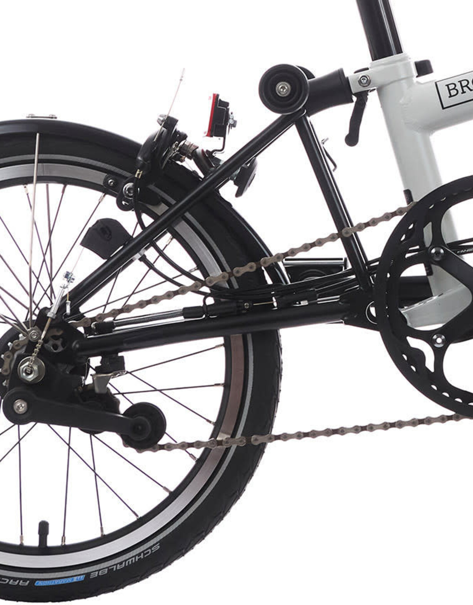 Brompton Brompton - Bike - C Line Explore, Papyrus White, Black Edition, Mid-rise handlebar, Extended Seatpost, Brompton Saddle