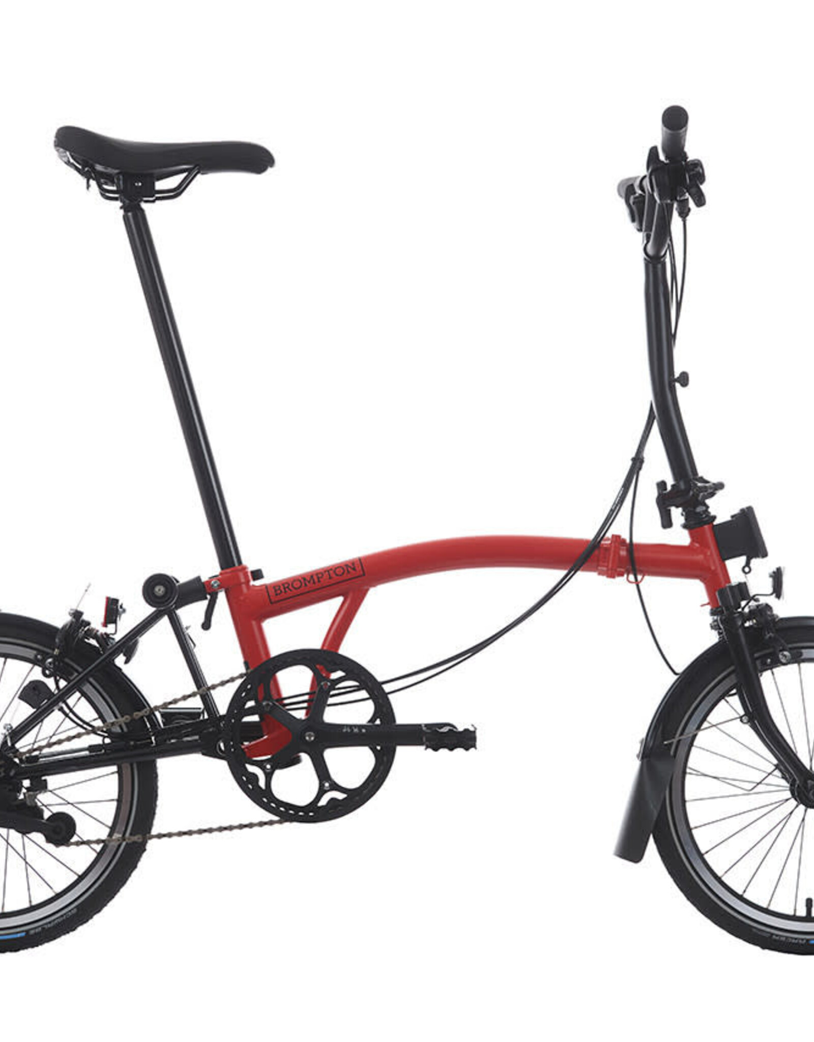 Brompton Brompton - Bike - C Line Explore, Vermillion Red, M Handlebar, Extended Seatpost, Brompton Saddle