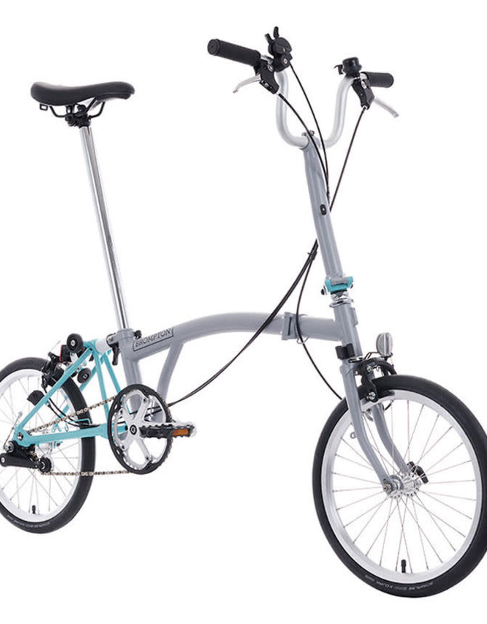 Brompton Brompton - Bike - A line 3-speed, Mid-rise HB, Ext SP, Window Grey/Turkish Green