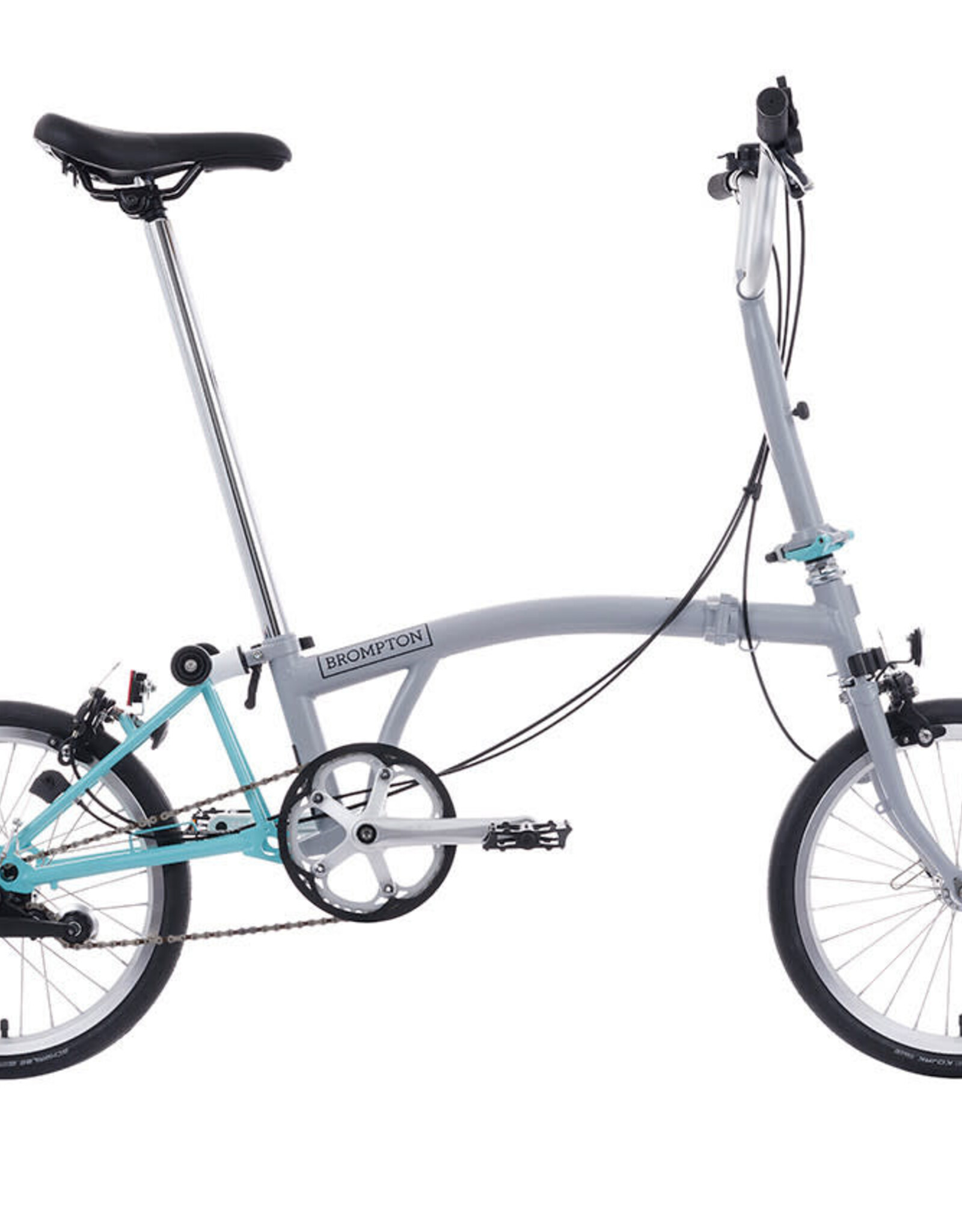 Brompton Brompton - Bike - A line 3-speed, Mid-rise HB, Ext SP, Window Grey/Turkish Green