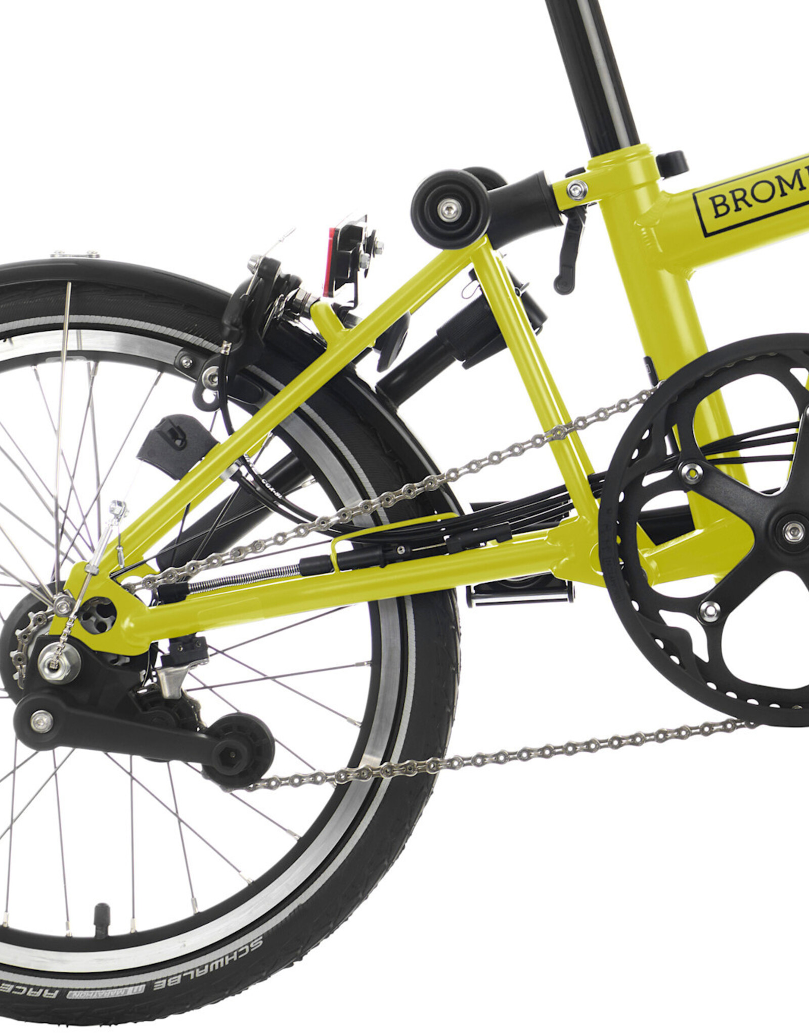 Brompton Brompton - Bike - C Line Explore 6 Spd, Yuzu Green, M Handlebar, Brooks B17 Classic Saddle (Black), Extended Seatpost, Brompton Ergonomic Grips