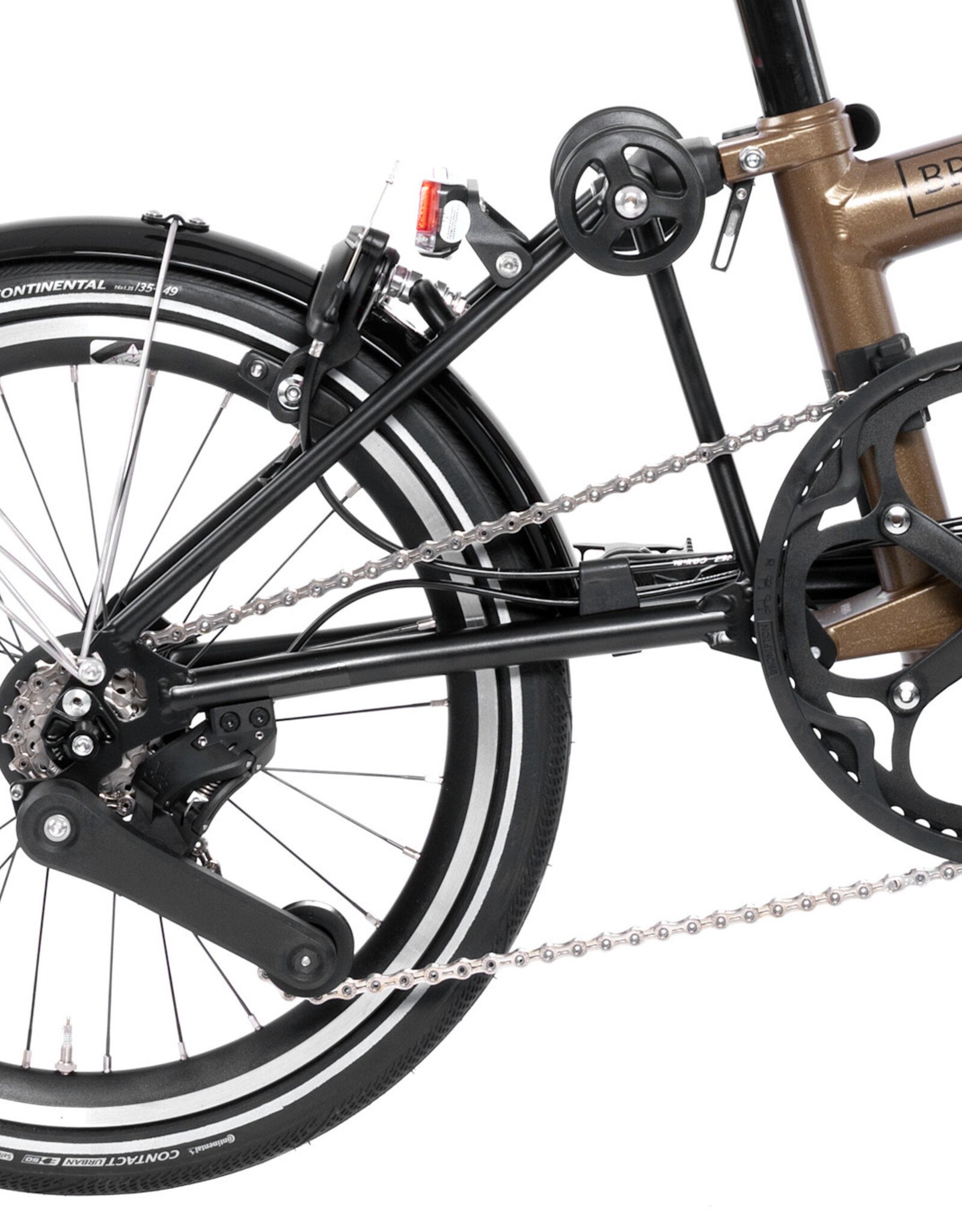 Brompton Brompton - Bike - P line 12 Spd, Mid-rise HB, Extended SP, Brompton Superlight Saddle, Bronze Sky Metallic