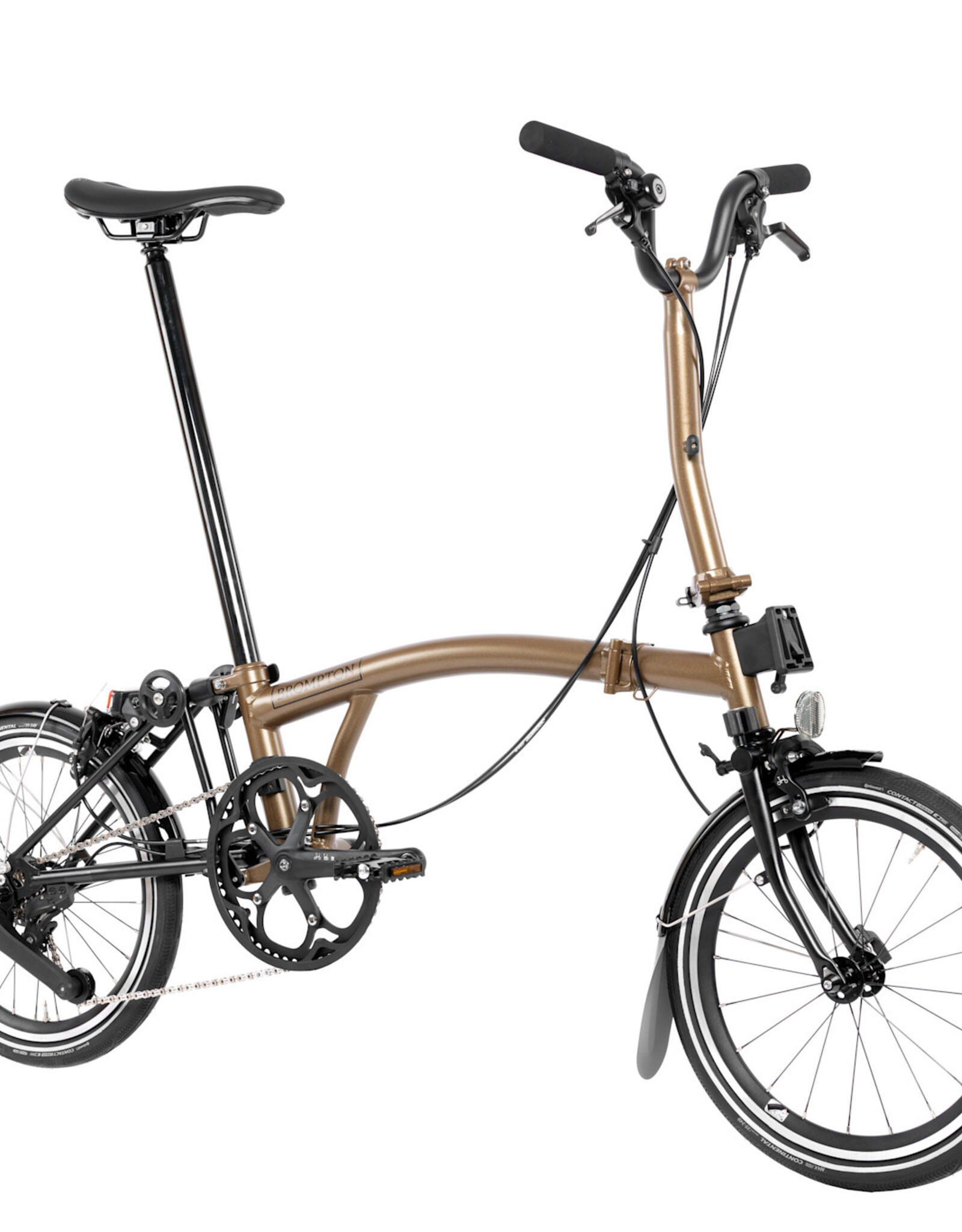 Brompton Brompton - Bike - P line 12 Spd, Mid-rise HB, Std SP, Brompton Superlight Saddle, Bronze Sky Metallic