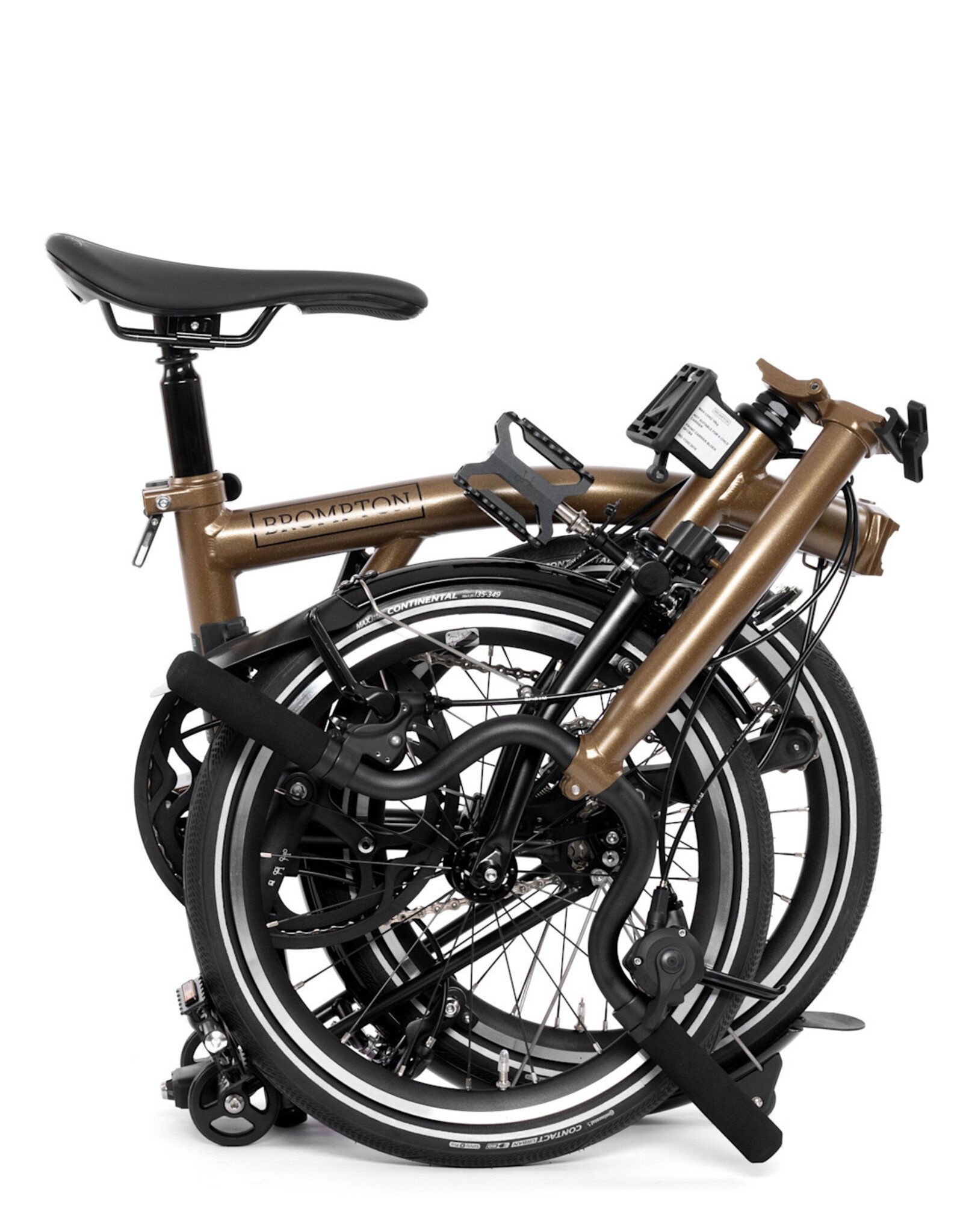 Brompton Brompton - Bike - P line 12 Spd, Mid-rise HB, Extended SP, Brompton Superlight Saddle, Bronze Sky Metallic