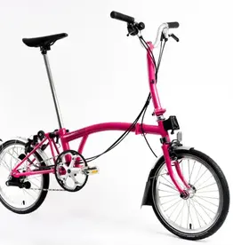 Brompton Brompton - Bike - C line 6 Spd, Mid-rise, Std Seatpost, Brooks C17, Hot Pink w/Chrome parts