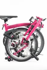 Brompton Brompton - Bike - C line 6 Spd, Mid-rise, Std Seatpost, Brooks C17, Hot Pink w/Chrome parts