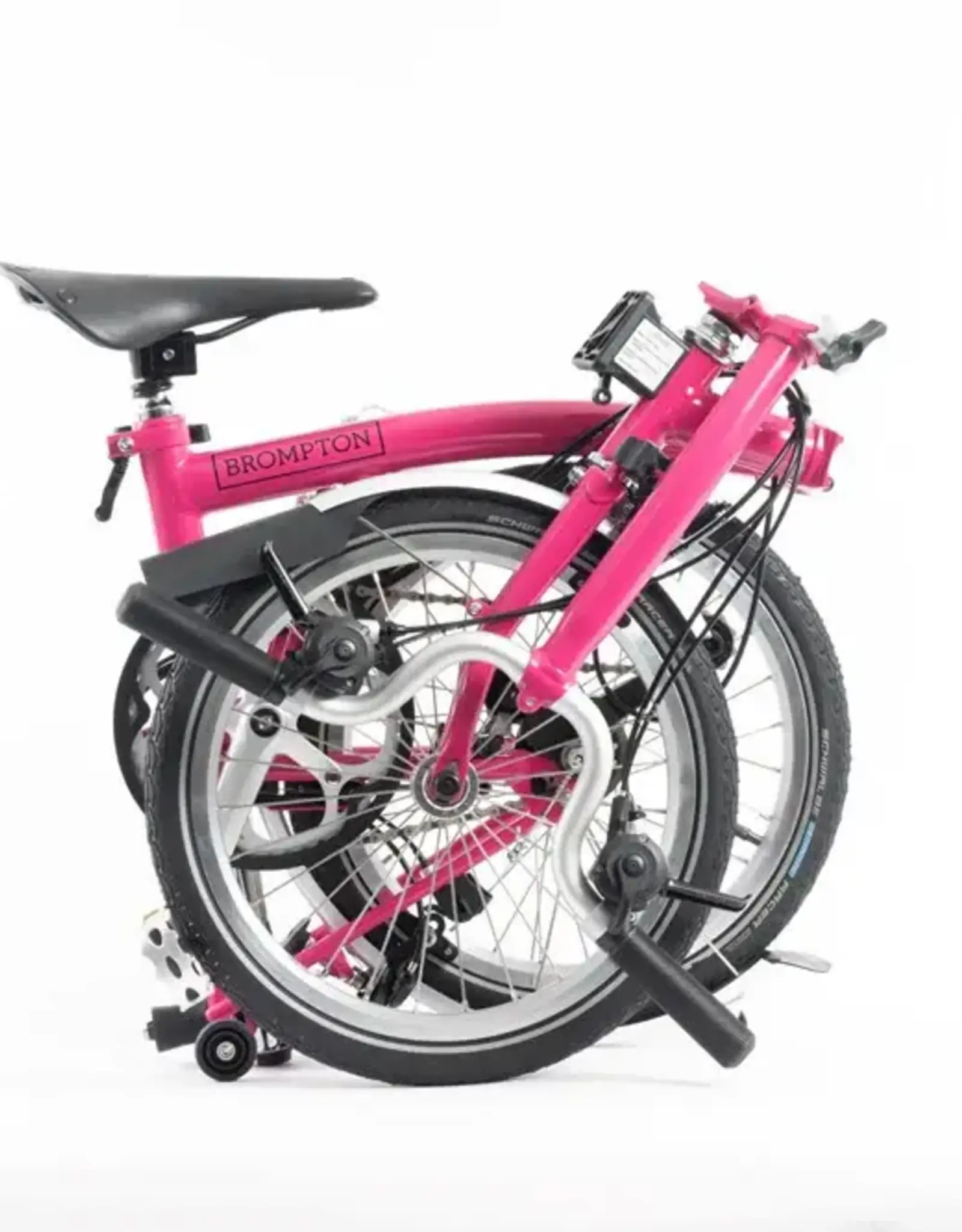 Brompton Brompton - Bike - C line 6 Spd, Mid-rise, Std Seatpost, Brooks C17, Hot Pink w/Chrome parts