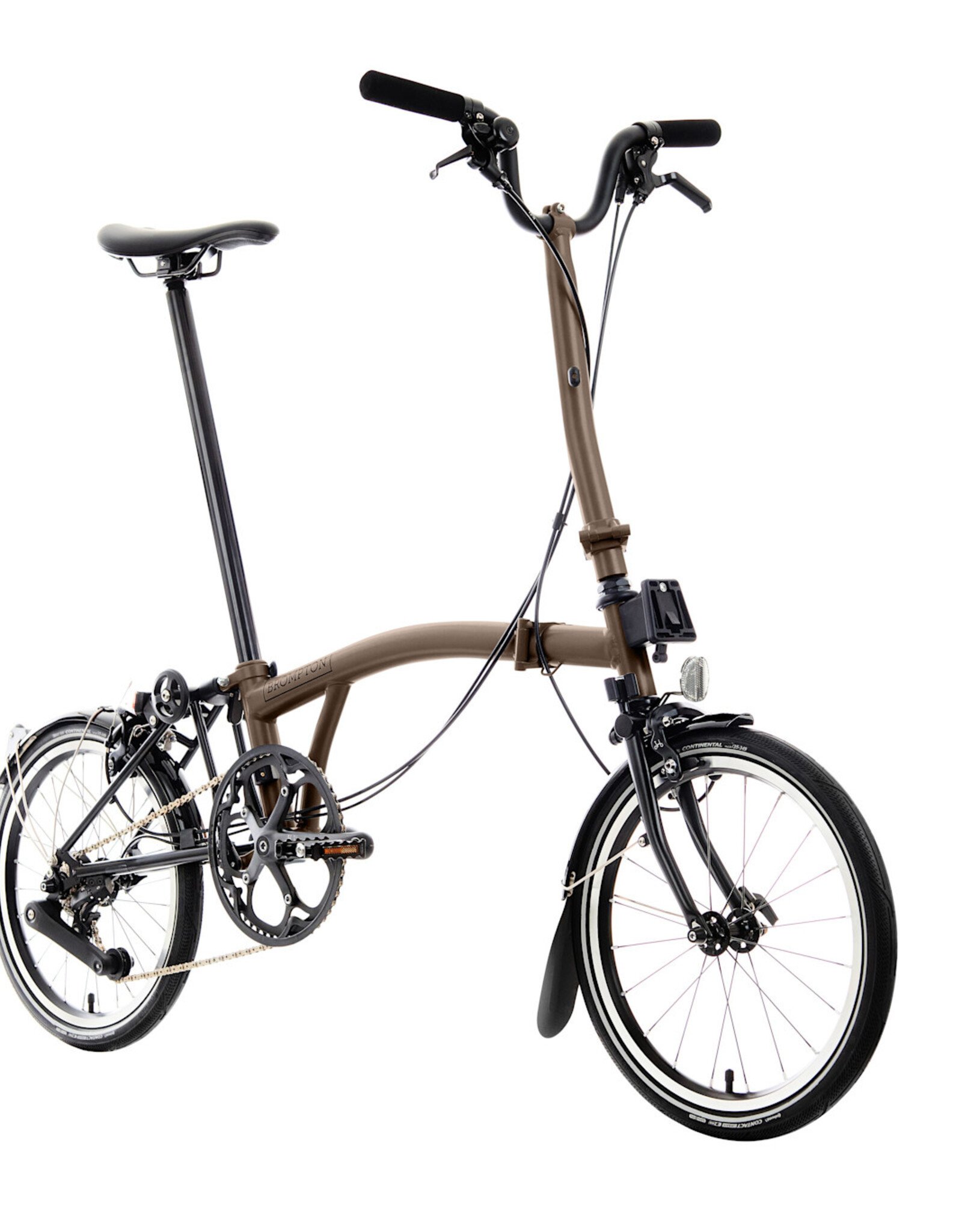 Brompton Brompton - Bike - P line 12 Spd, High-rise HB, Std SP, Brompton Superlight Saddle, Bronze Sky Metallic