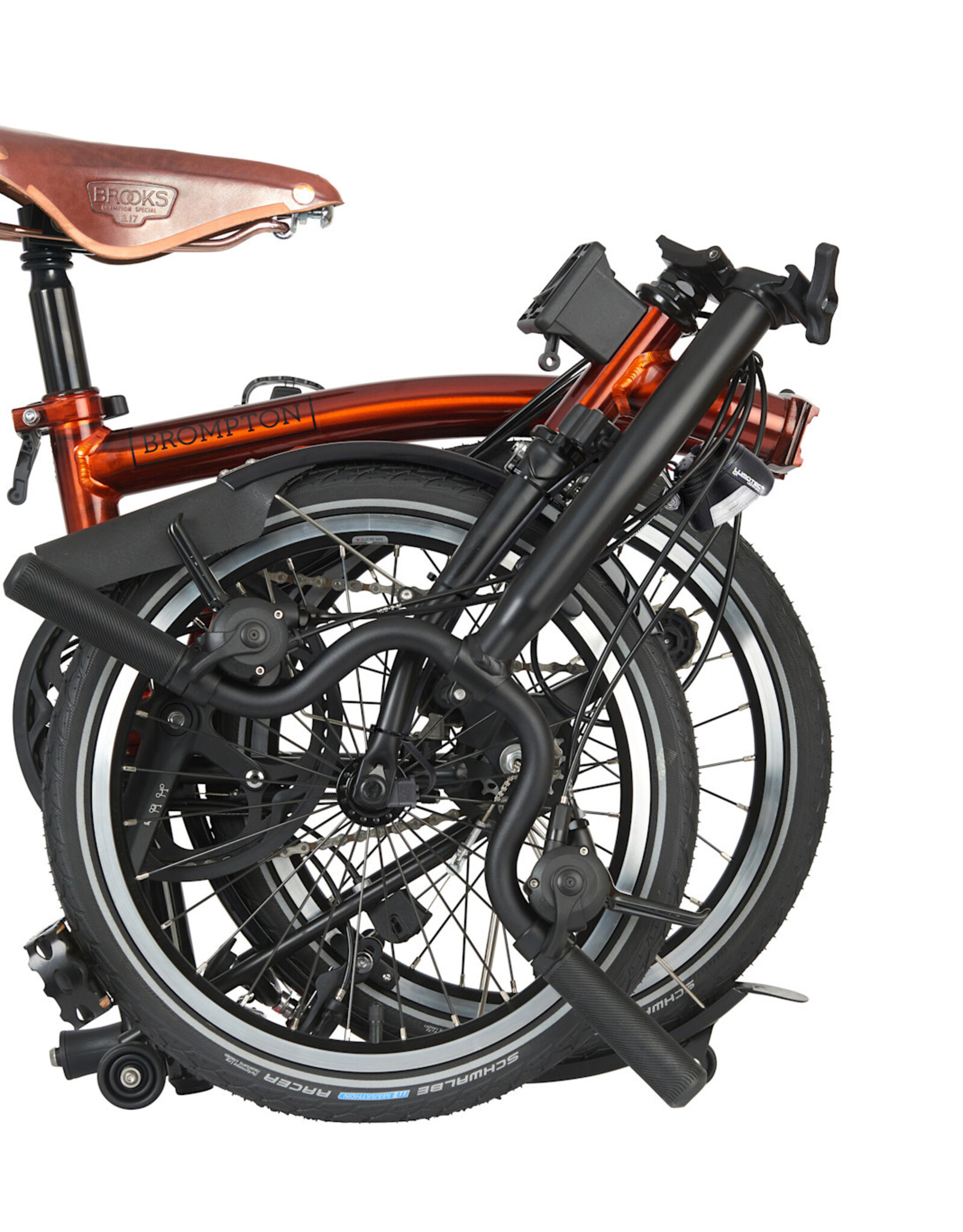 Brompton Brompton - Bike - C Line 6-speed Explore, Mid-rise HB, Std Seatpost, Brooks B17 Special Brown, Dynamo lighting, Flame Lacquer finish