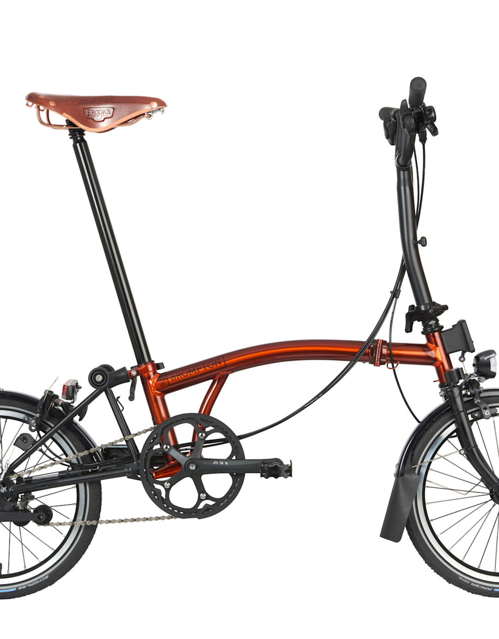 Brompton Brompton - Bike - C Line 6-speed Explore, Mid-rise HB, Std Seatpost, Brooks B17 Special Brown, Dynamo lighting, Flame Lacquer finish