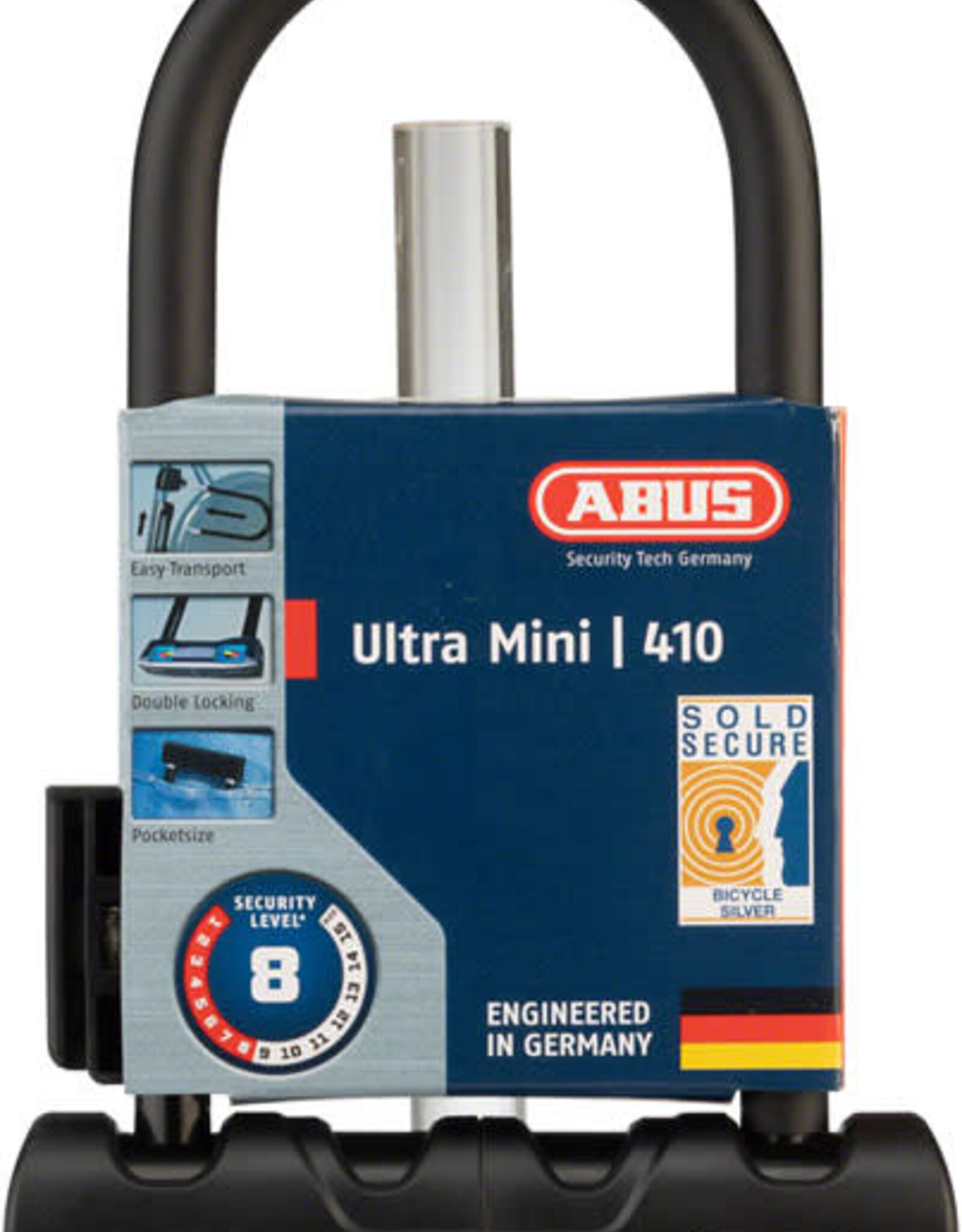 Abus Abus - U-Lock - Ultra 410 Mini 3.9" x 7", Black, Incl. Bracket