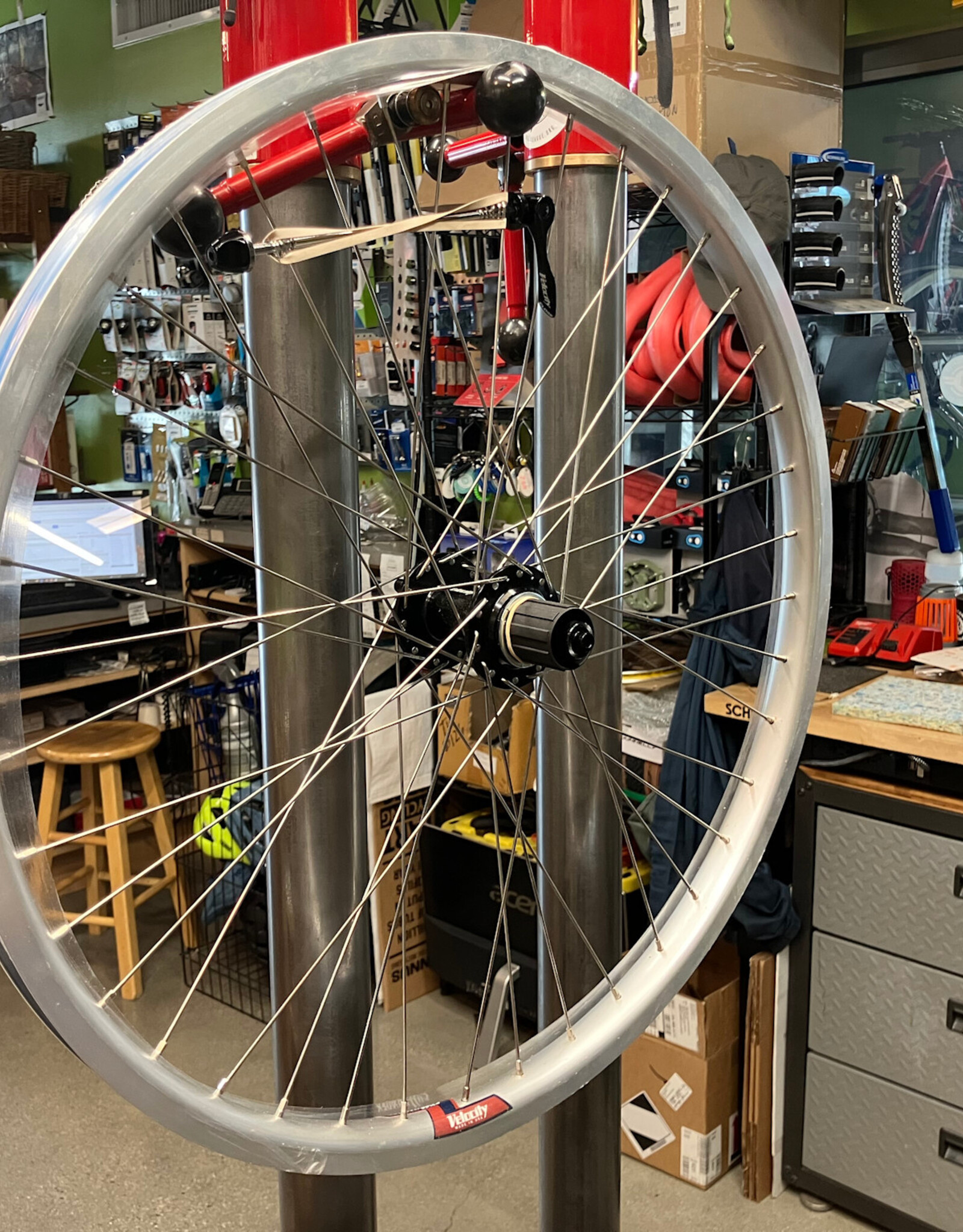 Velocity Cliffhanger Clydesdale, Rear Wheel, 584 (27.5 / 650b), 145x10mm HG Disc QR, 40h Silver Rim & Spokes w/Black Hub