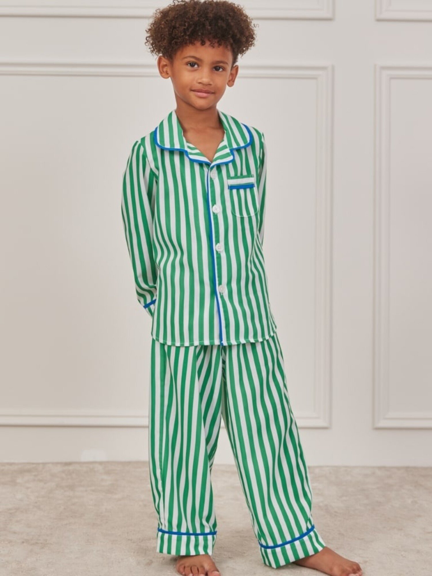 the classic pajama set - green/white/blue - MTH
