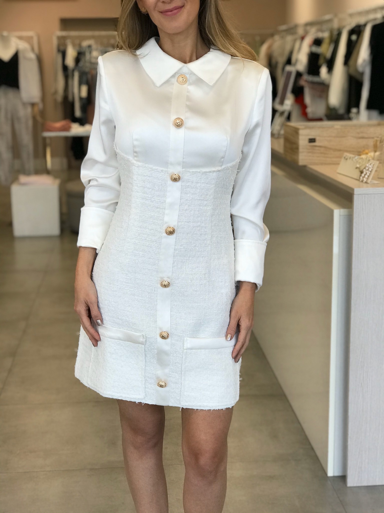 long sleeve tweed dress