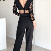Morgan Jumpsuit with Floral Mesh Sleeve