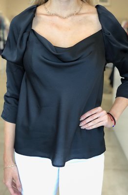 Alana Puff Sleeve Draped Blouse