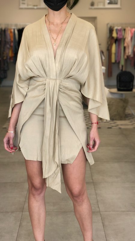 Leola Dolman Sleeve Front Tie Mini Dress