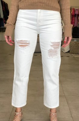 Margot Distressed White Denim Jean