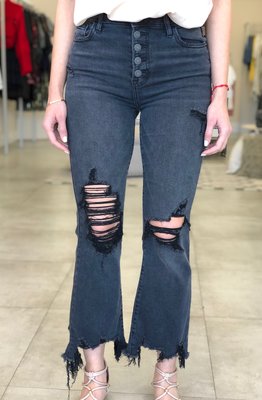 Roxy High Rise Cropped Flare Bottom Denim