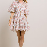 Amanda Button Down Bubble Sleeve Eyelet Dress