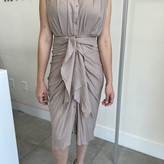 Belinda Linen Fabric Button Down Shoulder Pleads Dress