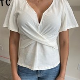 Camila V-Neck Twisted Front Detail Blouse