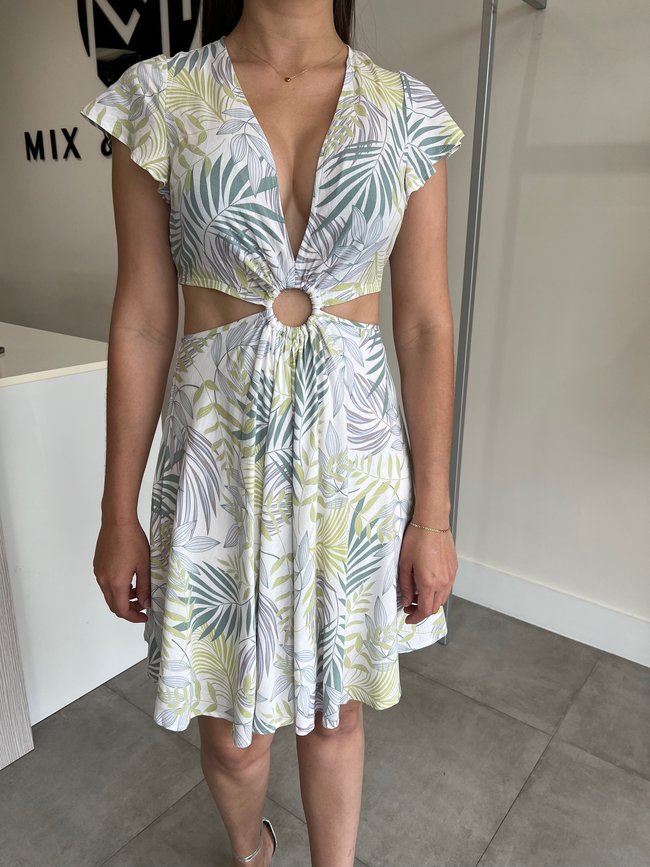 Delaney Tropical Print Cut Out Dress 