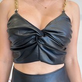 Zayla Faux Leather Twist Crop Top