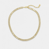 GOLD PLATED BAGUETTE CUT CLEAR NECKLACE