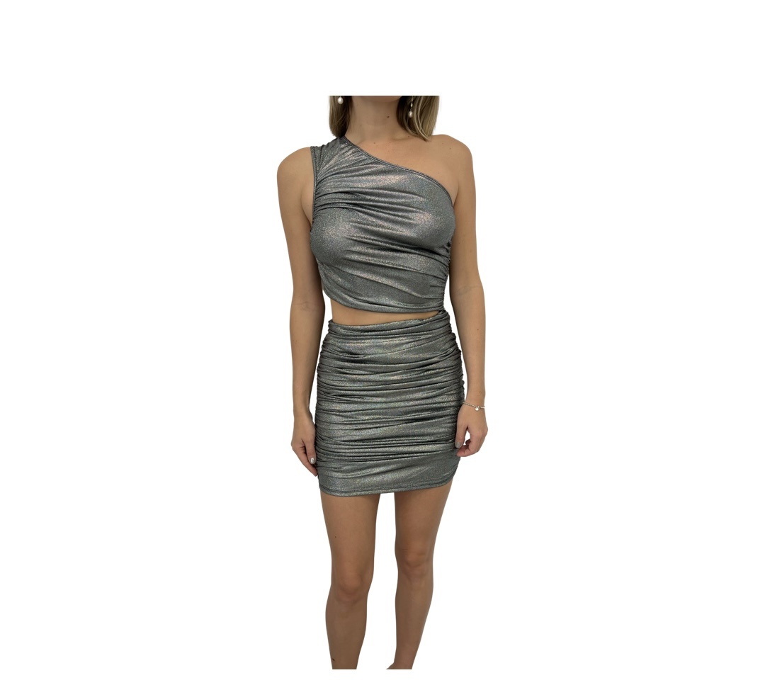 Emerie Party Ruched Glitter Cut Out Dress - Mix & Match Miami