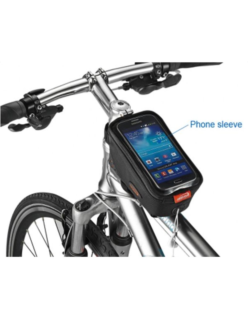 Ibera top tube pouch with phone sleeve