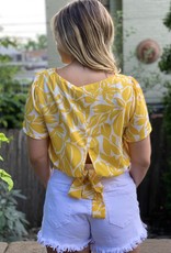 Yellow Printed top with Tie back