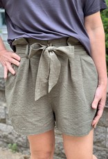 Olive High Waisted tie Shorts