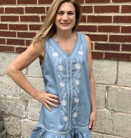 Chambray Embroirdered Dress