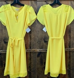 Yellow Tie Waist Dress