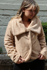 Large Collared Faux Fur Crop Jacket