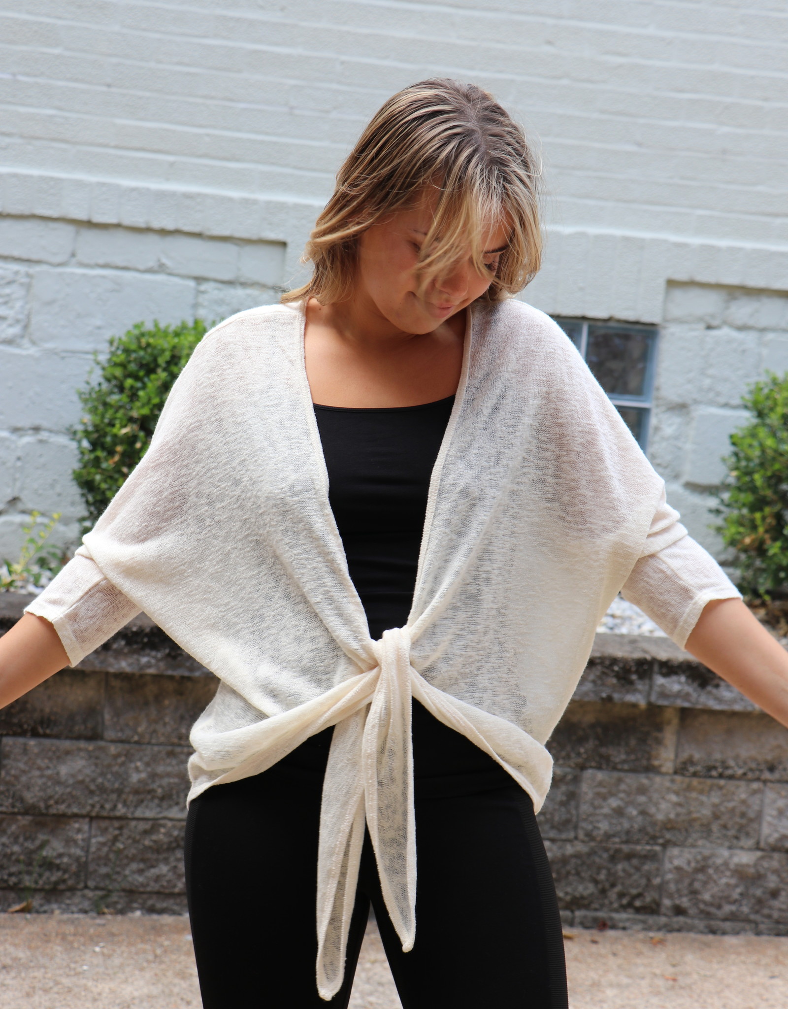 Ivory Tie Front Cardigan Sweater