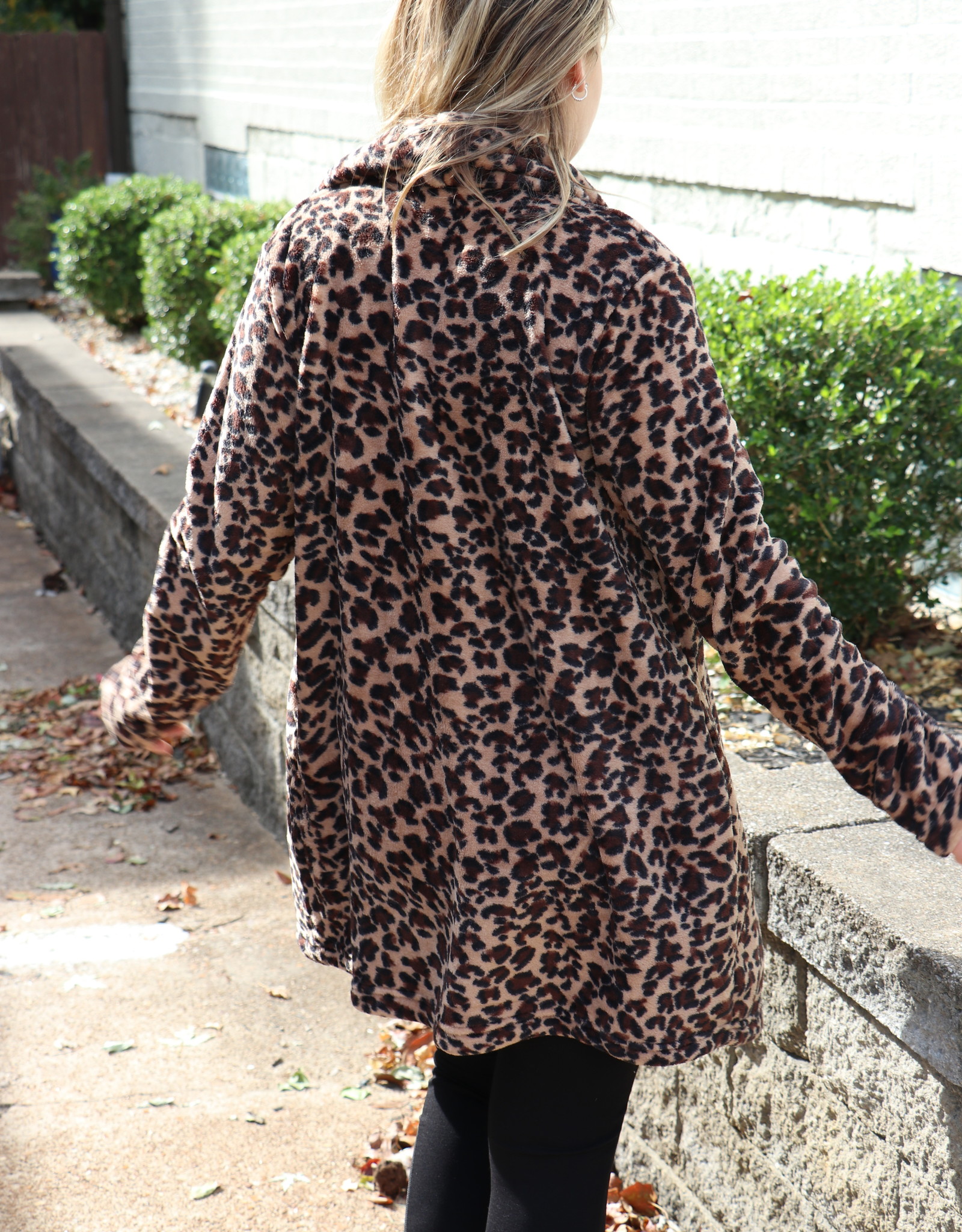 Cozy Tan Leopard Print Faux Fur Coat