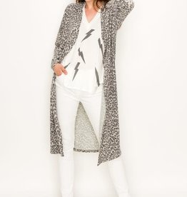 Long Super Soft Leopard Cardigan-Grey