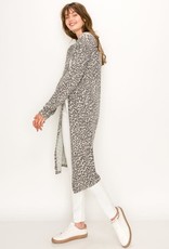Long Super Soft Leopard Cardigan-Grey