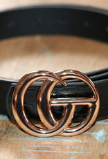 Gold Buckle with Black Patterned Strap