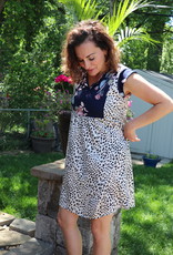 Leopard w/Floral Yoke Dress