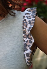 Solid Top w/Leopard Ruffle Sleeve