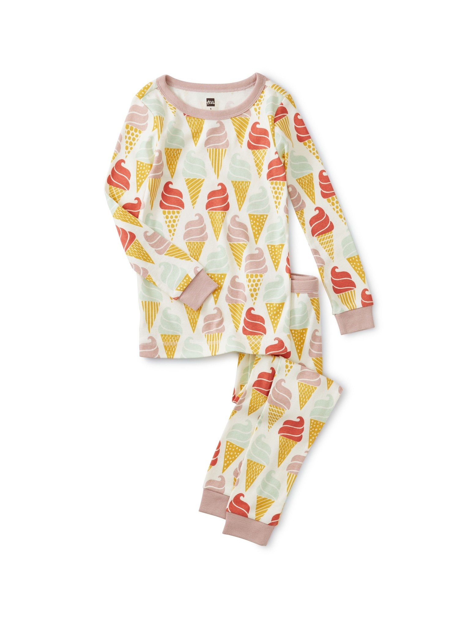 Ice Cream Long Sleeve Pajamas - Pebble
