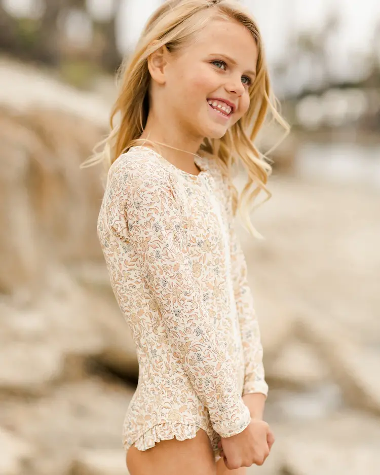 Rylee + Cru Inc. RASH GUARD ONE-PIECE || BLOSSOM