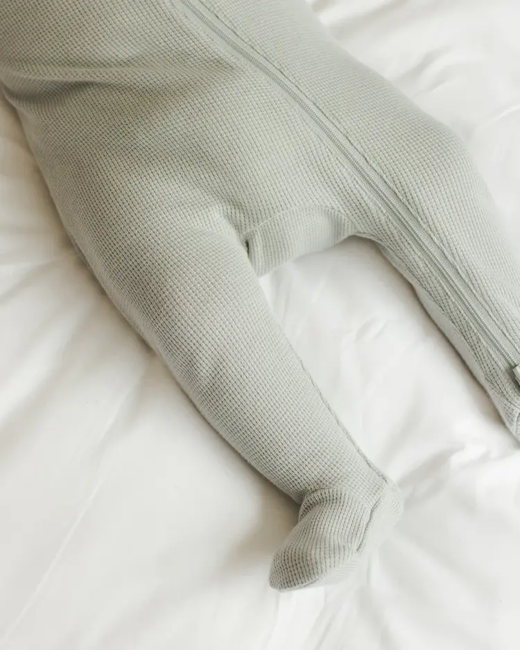 Rylee + Cru Inc. WAFFLE ZIP FOOTIE || SKY